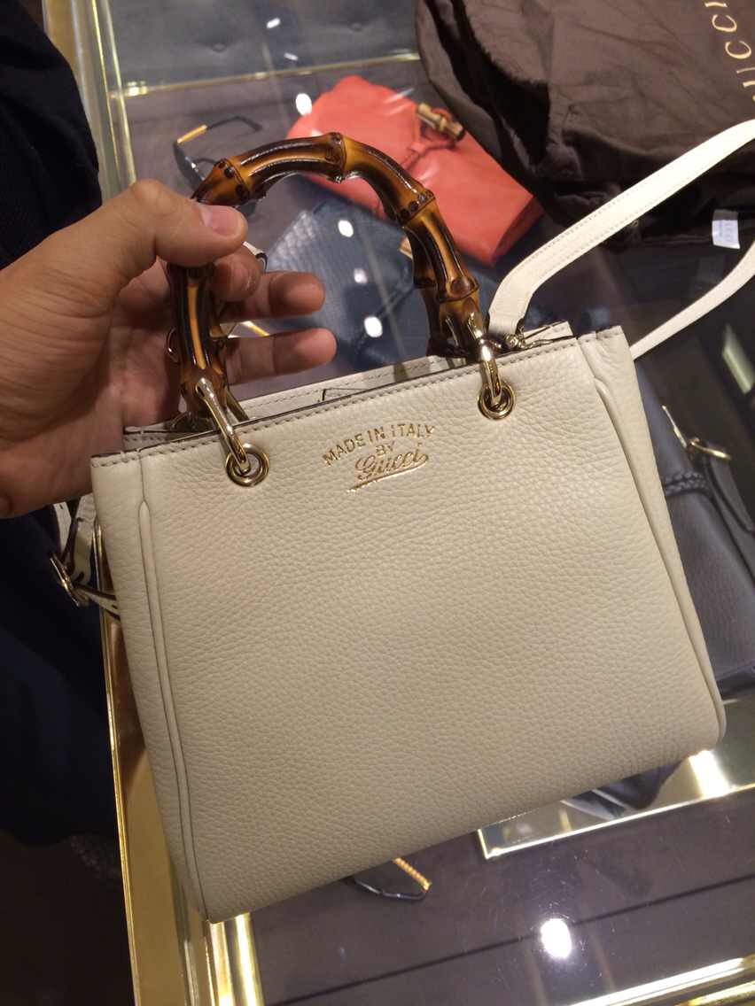 Authentic Gucci Bamboo Shopper Leather Tote Bag 336032